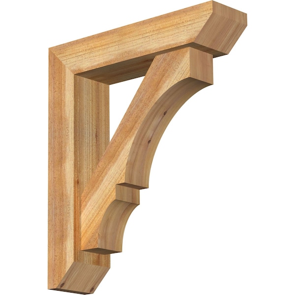 Ekena Millwork Balboa Slat Rough Sawn Bracket w/ Offset Brace, Western Red Cedar, 6"W x 24"D x 28"H BKT0604X24X28BOA06RWR - main